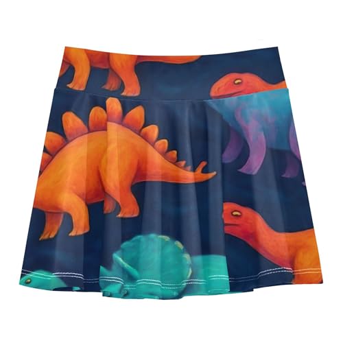 Joisal Athletic Shorts Girls Skorts Colorful Dinosaurs Dark Blue Kids Tennis Skirts Summer Teen Skirt 3t