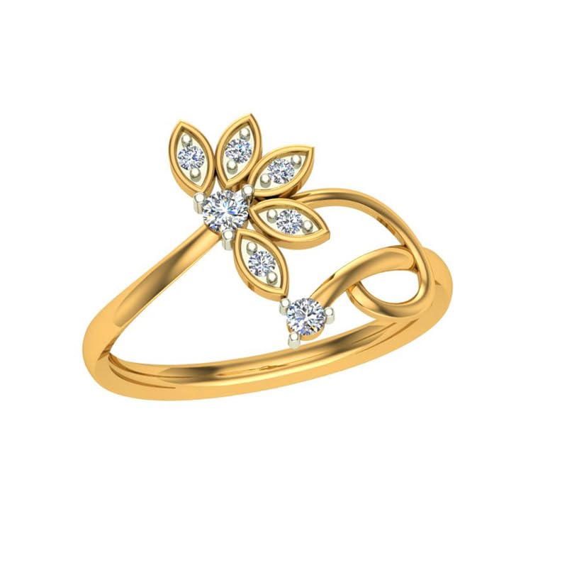 Image of DISHIS 18K(750) /14K(585) Yellow Gold Diamond Flower Ring for Women