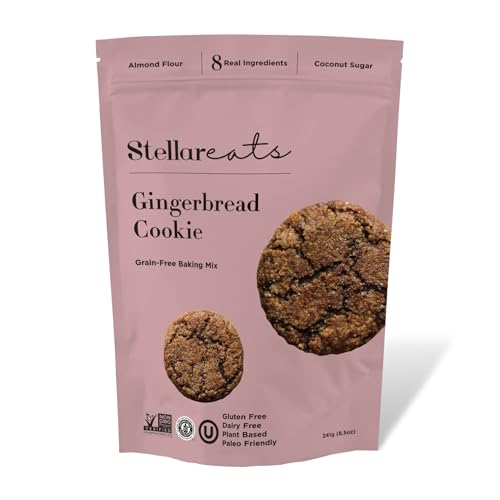 Stellar Eats Grain-Free Gingerbread Cookie Baking Mix | Gluten-Free, Dairy-Free, Plant-Based, Paleo-Friendly | Sweetened with Coconut Sugar | Almond Flour-Based | Non-GMO, Kosher | 8.5 oz | 1 Pack