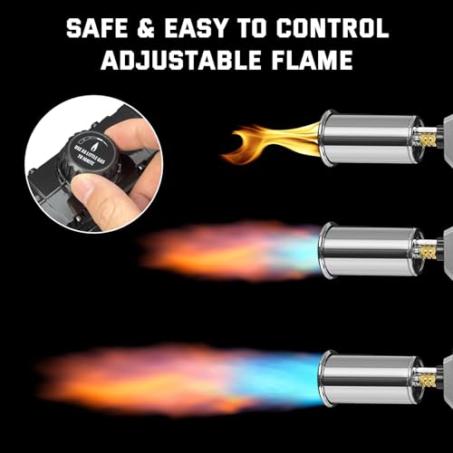 Image of Propane Torch Gun, Powerful Cooking Torch, Adjustable Flame Thrower Blow Torch for BBQ, Searing Steak, Charcoal, Campfire (Tank Not Included)