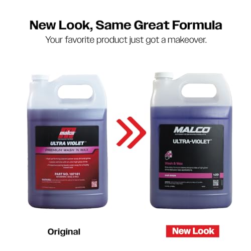 Malco Ultra Violet Premium Wash'n Wax – Best 2-In-1 Car Wash and Wax/Cleans and Provides A Durable, High-Gloss Shine in One Fast and Easy Step / 1 Gallon (107101)
