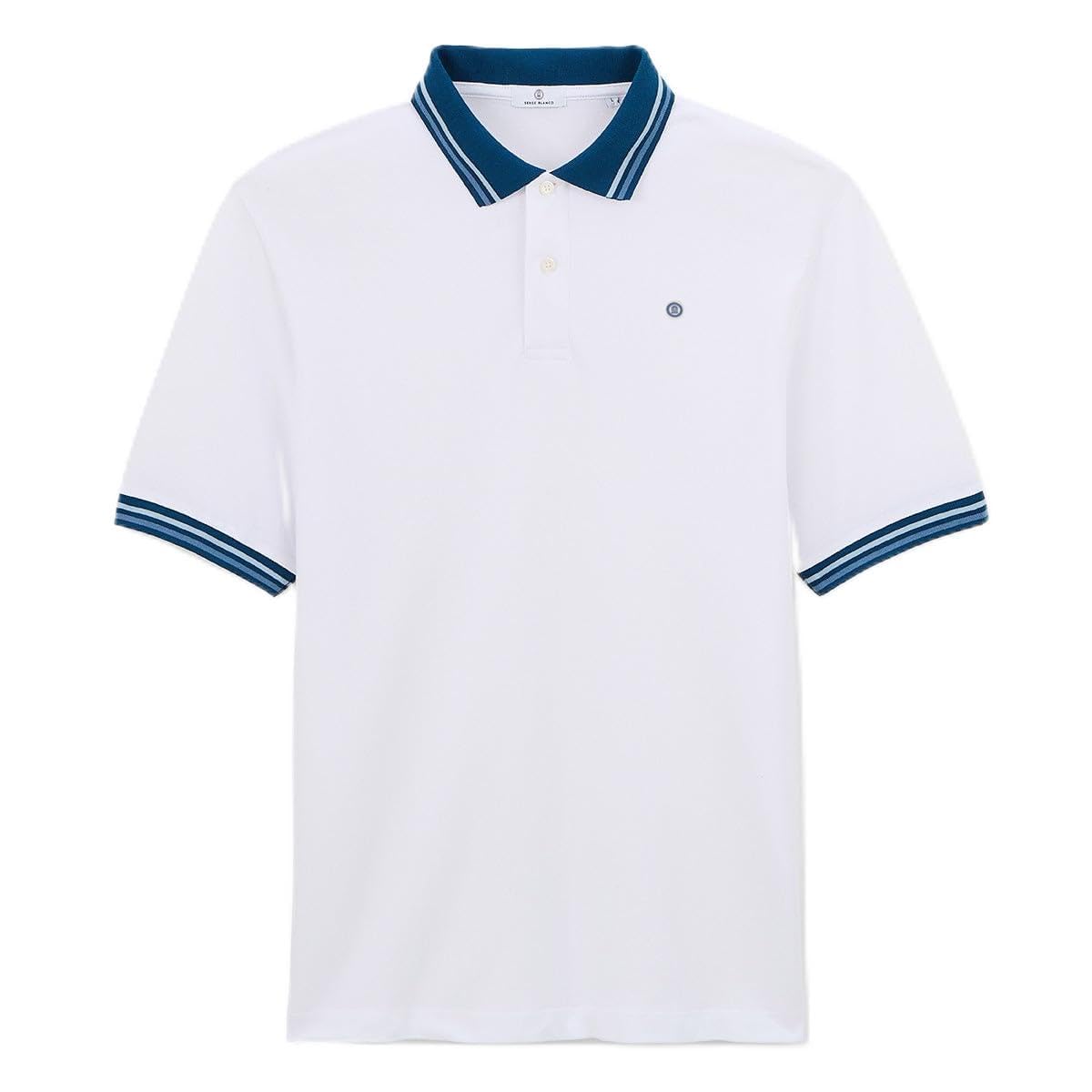 Serge Blanco Polo Manica Corta in Cotone Maglia Piquet Dettagli Bicolori - Moda Uomo