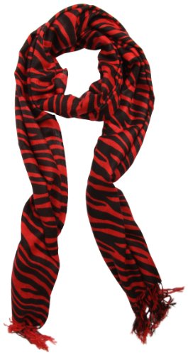 Women's Zebra Print Super Soft and Silky Fashion Pashmina Shawl Wrap Scarf - Red