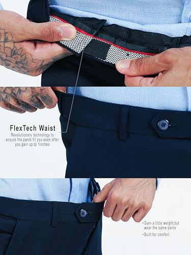 Image of Mc Henry Men's Techno Flex 2inch-Waist Expandable Wrinkle Free Slim Fit 4 Way Lycra for Elite and Luxurious Formal /Casual Trousers