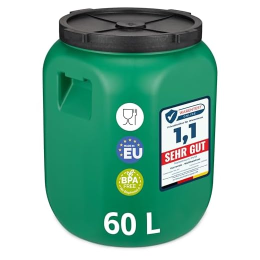 Garronda Weithalsfass 60 Liter Futtertonne mit Deckel ohne Dichtung– BPA-freier HDPE Futterbehälter für Wasser, Lagerung, Tierfutter, Sauerkraut und Gurken GD-0142