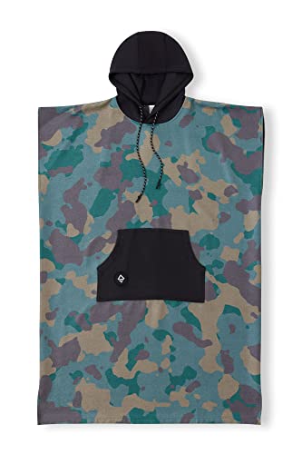 Nomadix Changing Poncho - S/M - Quick Dry & Absorbent Hooded Surf & Swim Poncho - Sewn Sides for Private Changing - Front Pocket Storage - Made from Post-Consumer Recycled Materials - Camo Green