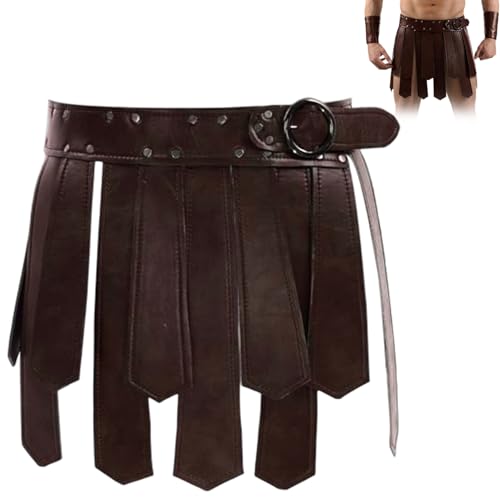 Jupe Viking médiévale en cuir PU au design rétro romain et finitions rivetées