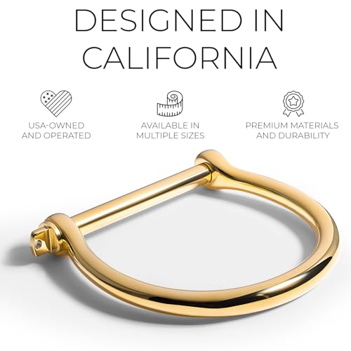 Elegatto Bangle Premium 18K Gold Plated Bracelet for Men | Polished Gold-Plated Stainless Steel with Shackle Closure | Men’s Designer Jewelry Bracelets2