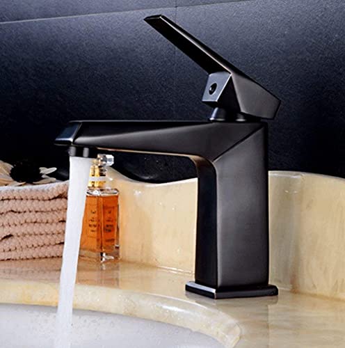 Robinet en cuivre anti-calcaire noir chaud et froid pour grand lavabo