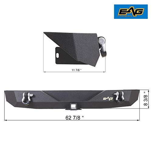 Rear Bumper Guard With 2"Hitch Receiver And D-Rings Fit For 07-18 Wrangler Jk #TOP4