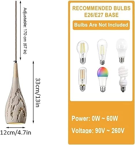 Lámpara colgante de cemento escandinavo ajustable E26 para techo de cocina 6