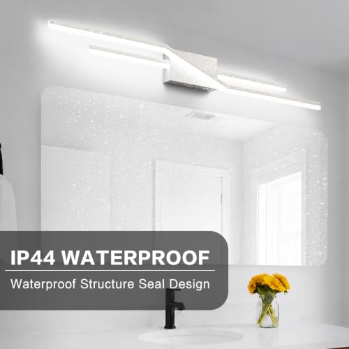 Image of SOLFART 40 Inch Bathroom Light Fixtures Vanity Lights Over Mirror Brushed Nickel LED Light Fixtures Vanity Lights for Bathroom DIM