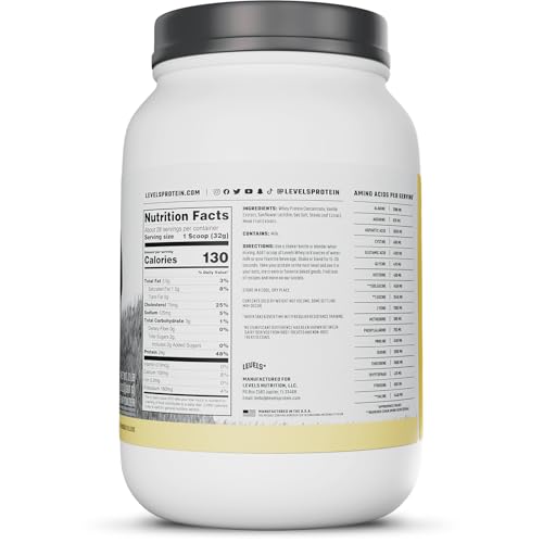 levels grass fed whey protein powder no artificials 24g of protein vanilla bean 2lb