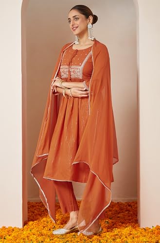 Ensemble kurta A-Line Janasya la solution coton contre la chaleur - 7