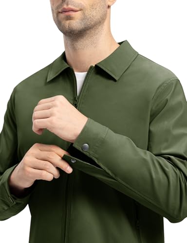 Image of TBMPOY Mens Lightweight Jackets Light Windbreaker Full Zip Casual Work Jacket Golf Business Fall Track Coat with Pockets