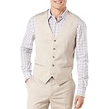 Perry Ellis Men's Linen Five Button Texture Vest