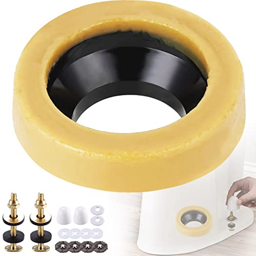 Wax Ring Kit for Toilet ,with Brass Bolts Gas or Odor and Water Seal Reinforced Polyurethane Core and PE Flange Wax Ring Fits 3" and 4" Waste Lines. Wax Ring Kit for Toilet ,with Brass Bolts Gas or Odor and Water Seal Reinforced Polyurethane Core and PE Flange Wax Ring Fits 3" and 4" Waste Lines.