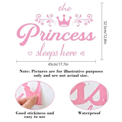 Vinilo decorativo corona de princesa rosa para pared miniatura 2