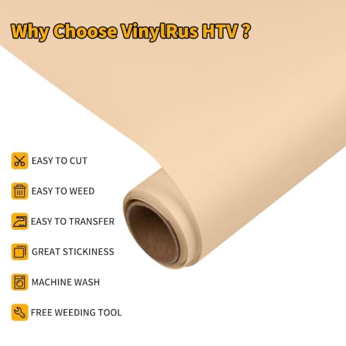 Image of VinylRus HTV Heat Transfer Vinyl Roll, Pale Peach, 12 inch x 6FT