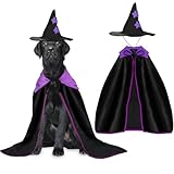 Rypet Halloween Dog Witch Costume, Dog Halloween Costumes Set with Cloak and Star Hat, Dogs Witches Cape for Large and Medium Dogs, Pet Outfit for Halloween Party Magician and Witch Cosplay L