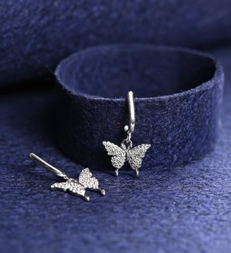 Image of Clara 925 Sterling Silver Fia Butterfly Pendant Earrings Chain Bracelet Anklet Ring Jewellery Set for Women & Girls| Platinum Plated | Gift for her