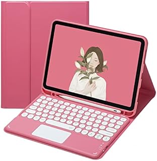 iPad Air 5(2022)/iPad Air 4(2020) Case with Keyboard, Detachable Touchpad Keyboard Case with Pencil Holder, Magnetic Removable Flip Stand Cover for 10.9 inch iPad Air 5th/4th Generation (Pink)