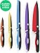 Vremi 10 Piece Colorful Knife Set - 5 Kitchen Knives with 5 Knife Sheath Covers - Chef Knife Sets with Carving Serrated Utility Chef's and Paring Knives - Magnetic Knife Set with Matching Color Case
