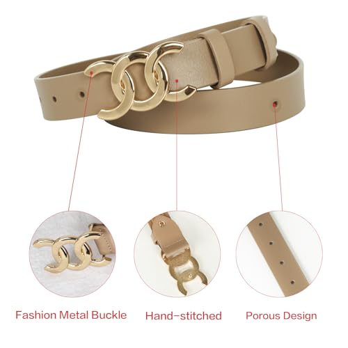 Image of Aurolran Women's Leather Belt with Buckle - Ideal for Dresses, Jeans, and Coats
