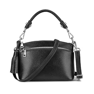 S-ZONE Small Genuine Leather Top Handle Handbags for Women Shoulder Bag Crossbody Purse