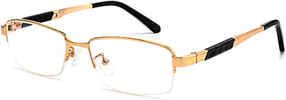Ultra-Light Pure Titanium Progressive Multifocal Glasses Anti-Blue Light Eye Fatigue Reading Glasses Men,Gold,+1.00