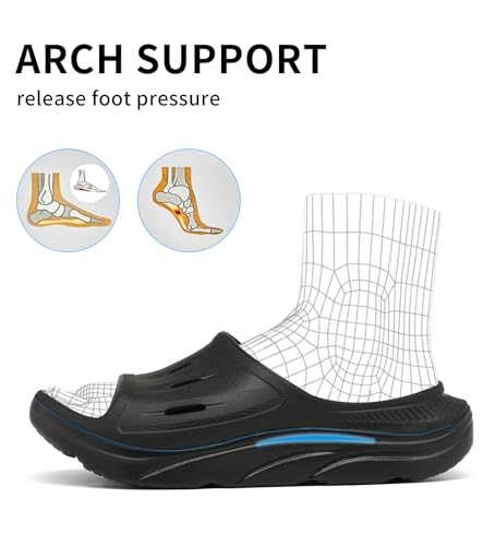 Unisex Adult Recovery Slides, Women and Men’s Plantar Fasciitis Thick Cushion Sandals with Arch Support, Orthotic Athletic Comfortable Lightweight Slippers for Indoor Outdoor2