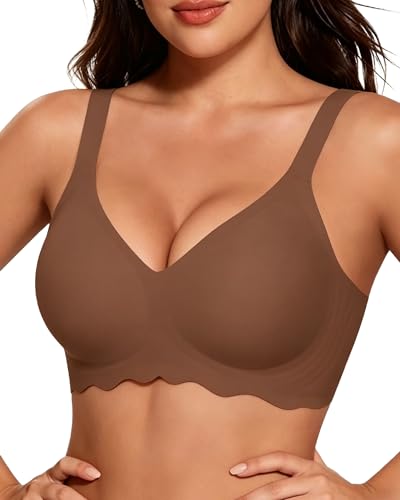 Image of HORISUN Wireless T Shirt Bra Seamless Push Up Bralette Full Coverage V Neck Comfortable Bras for Women