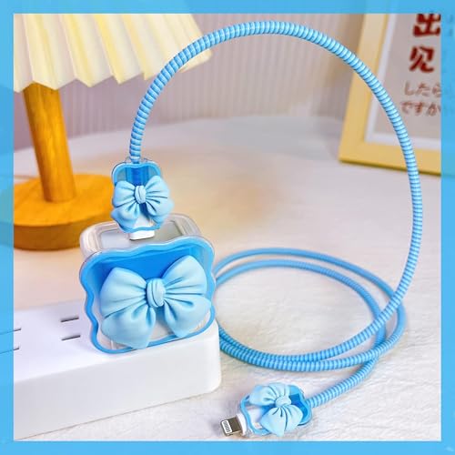 Image of Like Star Charger Protection Cover 4 in 1, Compatible for iPhone Charger only 18W & 20W, Spiral Cable Protector for Charging Cable, Charger Protector with 3D Design