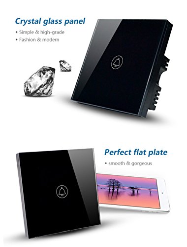 Ding Dong T&uuml;rklingelschalter mit Touchscreen, geh&auml;rtetes Kristallglas, 110 / 240 V