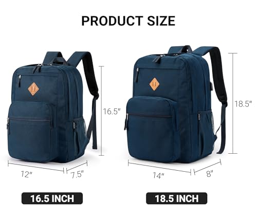 Image of ZORFIN 36L Backpack for College, and Travel: Water Resistant Bookbag - Steel blue