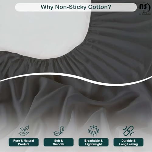 Image of NON Sticky cotton Premium 4 Piece Egyptian Cotton Fitted Queen Sheet Set, Hotel Quality Soft Breathable Bedding Sheets, 18 inch Deep Pocket, 60 inch X 80 inch, Dark Grey Solid