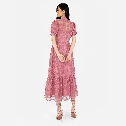 Robe cocktail Maya Deluxe brodée à sequins scintillants et col montant col de cygne