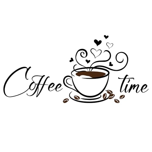 duoyif Pegatinas De Pared Café, Calcomanías De Pared De Taza De Café, Vinilo Decorativo Coffee Time, Taza De Café Pegatinas Pared Para Cocina Comedor Oficina Decoración De Cafetería (b)