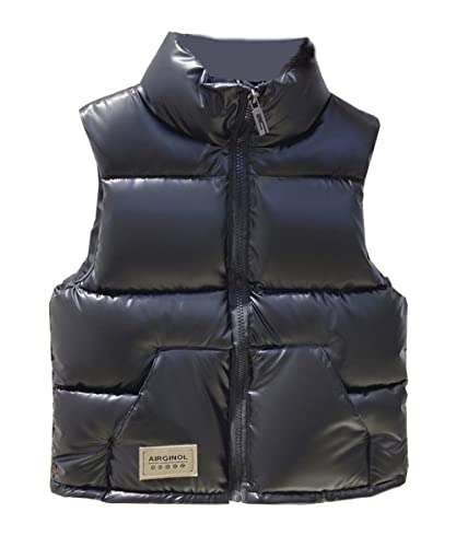 C2M Boys Girls Metallic Heavy-Weight Puffer Vest Windproof Padded Sleeveless Gilet Black 5T #TOP25
