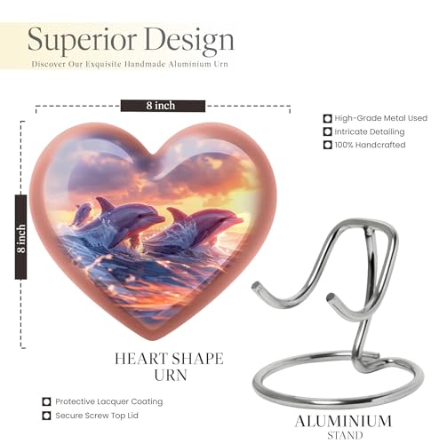Image of Dolphin Urn - Heart Urns for Ashes - Cremation Urn for Adults - Cremation Urn for Adults - Ashes Urn Adult - (Size - 8 inch)