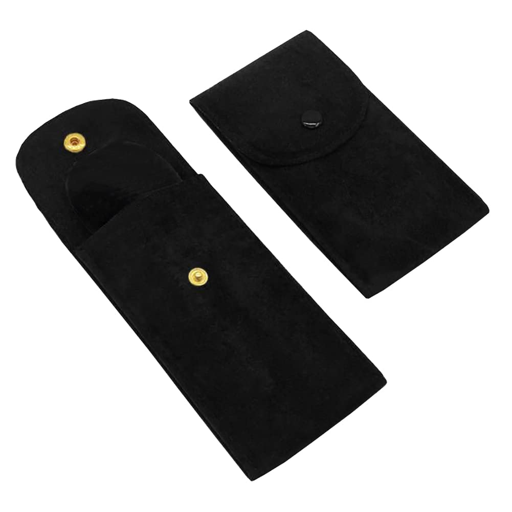 HugeDE Portable Velvet Watch Snap Pouch Travel Watch Case Single Watch Holder Pouch Wristwatches Bracelets Storage Bag for Men Women Black