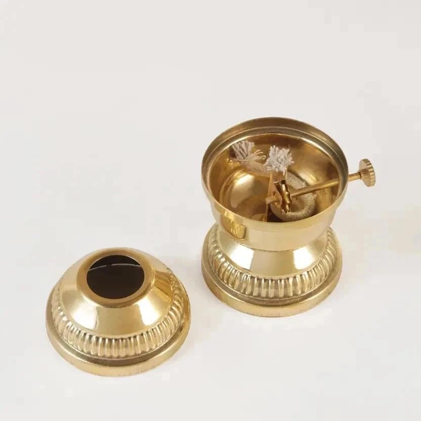 Brass Adjustable Diya Oil Lamp for Puja, Home and Office Décor, Diwali, Festival- Pack of 1 (Height - 8.75 Inches Approx.)
