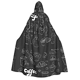 Xiso Ver Donut Friend Coffee, Unisex, Erwachsene, Halloween-Kostüm, Umhang, Umhang mit Kapuze