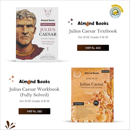 Almond Books ICSE Class 9 & 10 Julius Caesar (Text With Paraphrase) English Literature | Textbook, Paraphrase, MCQs