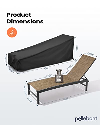 Pellebant Adjustable Patio Chaise Lounge Chair Wich Cover, Outdoor 5 Position Folding Aluminum Lightweight Reclining Lounger For Patio, Deck, And Poolside, 2Pcs Gray&Brown #TOP2