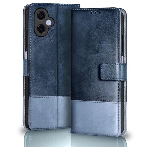 Image of TheGiftKart Flip Back Cover Case for Samsung Galaxy M17e 5G / A07 / F70e / A07 5G | Dual-Color Leather Finish | Inbuilt Stand & Pockets | Wallet Style Flip Cover Case (Faux Leather, Blue & Sky)