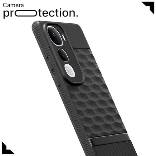 Image of Pikkme Back Cover for Vivo Y400 5G Camera Protection 3D Hexa Cube Design Silicone Protective Bumper Case (Black)