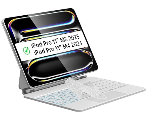 Image of Magic Keyboard for iPad Pro 11-inch (M5 2025 /M4 2024), Uninterrupted View, Snap Tight, iPad Pro 11-inch M5 /M4 Keyboard Case, Effortless Command with Comfort Angle, White