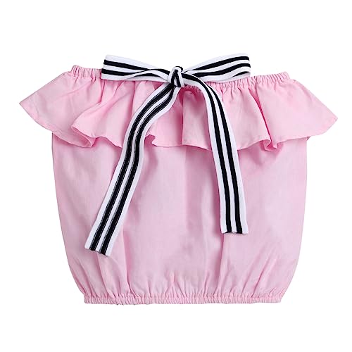 Image of Hopscotch Baby Girls Cotton Solid Top and Pant Set in Pink Color