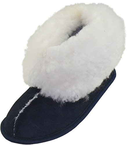 Harrys-Collection Hausschuhe aus Lammfell in 2 Farben, Farben:marine, Schuhgröße:33